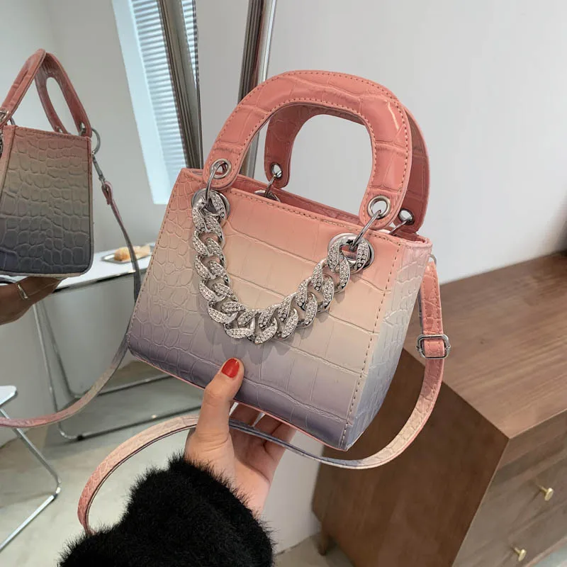 

Gradient color bag female 2021 new trendy crossbody bag luxury design fashion handbags small square bag, Black,red,brown and customzied