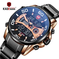 

2019 KADEMAN Fashion Men's Watches Luxury Digital LED Dual Display Watch Sport Casual Business Wristwatch 3ATM Full Steel K6171
