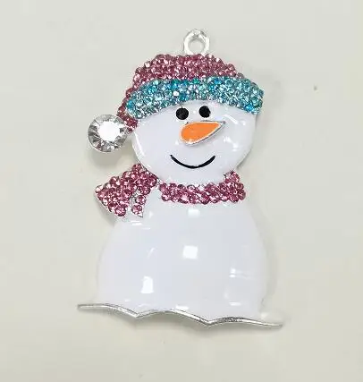 

White Enamel Rhinestone Snowman Pendant for Christmas Gift, Picture