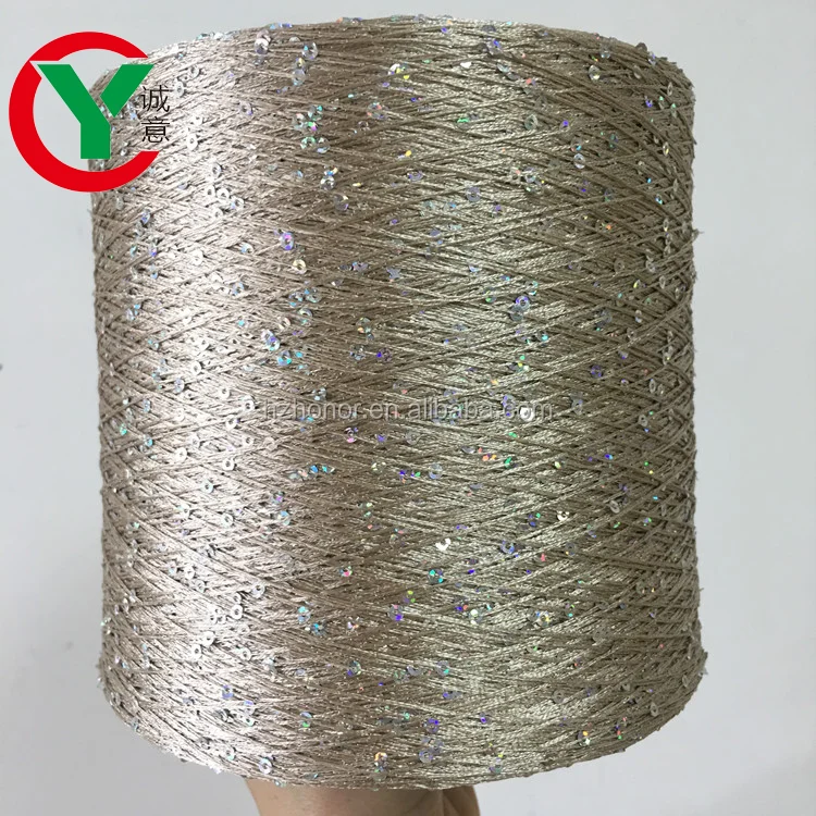 
100%Polyester thread with 2MM,3MM Sequins yarn fancy yarn for hand knitting of sweater 