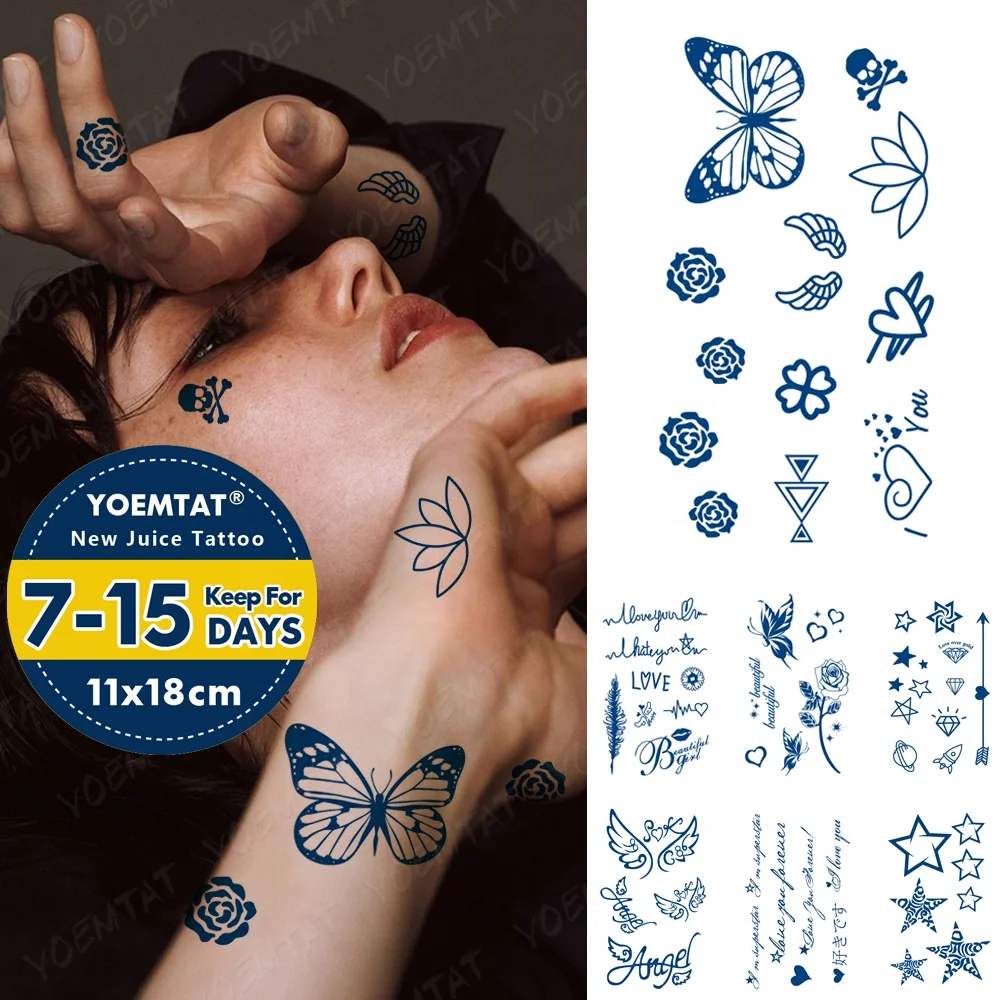 

DIY multi-size matte butterfly fruit juice temporary tattoo sticker, Cmyk