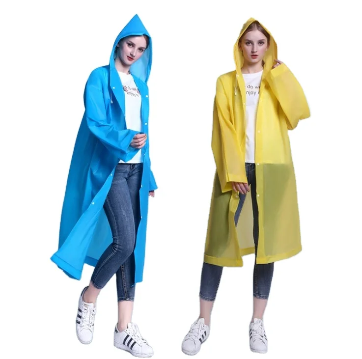

Waterproof Long EVA Material Raincoat Translucent Rain Coat Adults Outdoor Plastic Raincoat With Plastic Sleeve, Pink,blue,white