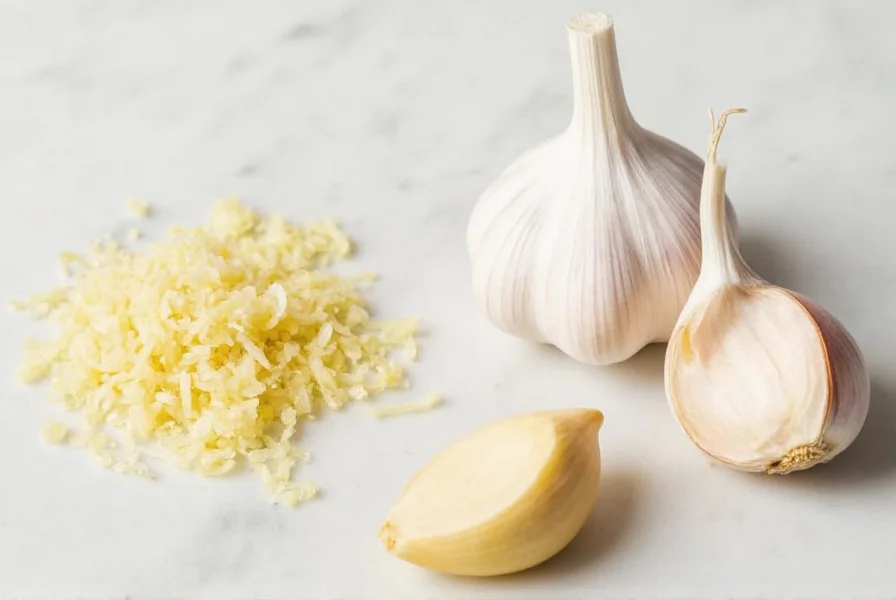Different garlic clove sizes compared to minced garlic measurements