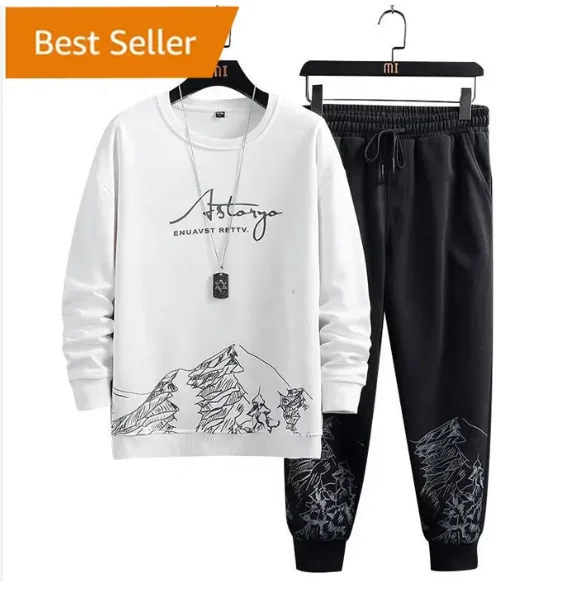 Men's T Shirt And pant Set Autumn long Sleeve Tops And trousers Suits Breathable Casual T Shirt Running Set Fashion