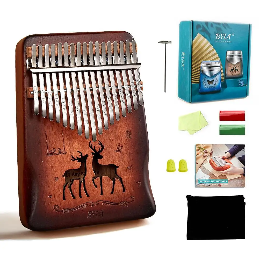 

mini finger piano 17 keys mahogany wood portable musical instruments for kids