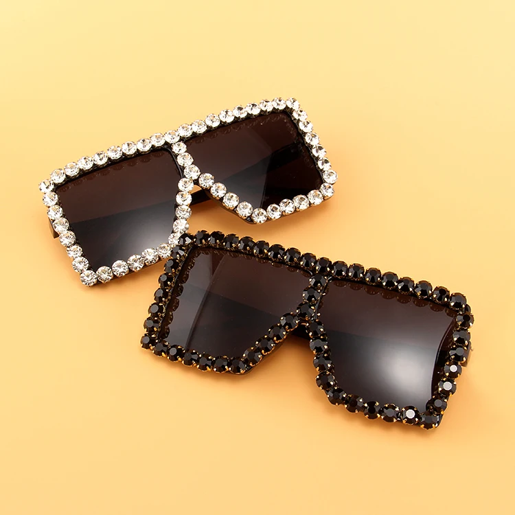 

Kenbo Eyewear Luxury Oversized Women Square Shades Bling Diamond Frame Sunglasses Sun glasses 2020