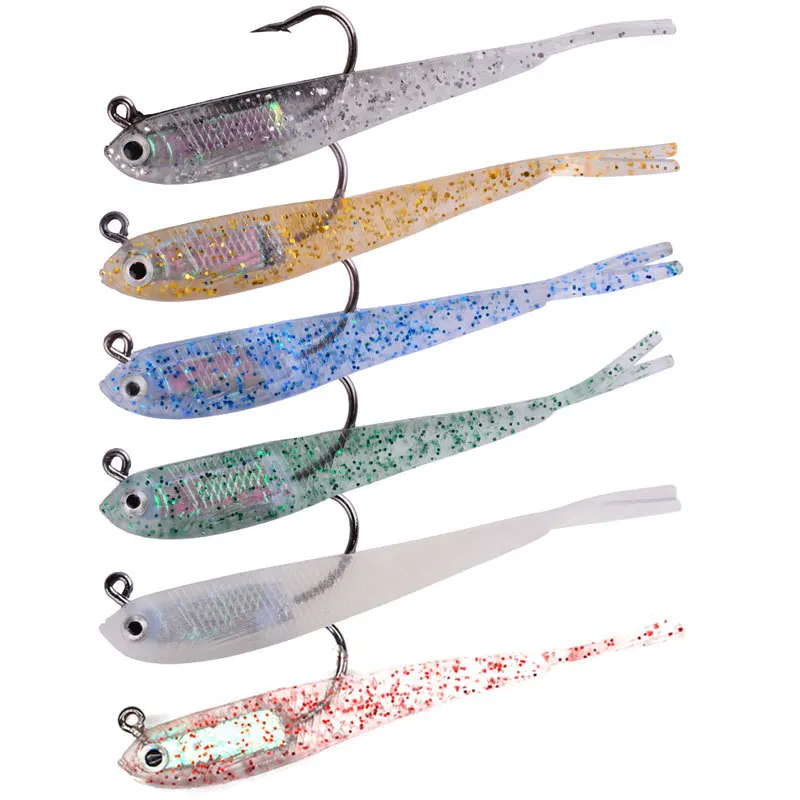 

TOPIND 6color  PVC Colorful Lures Soft Fishing Lure for Jig Head Rigs Texas Rigs
