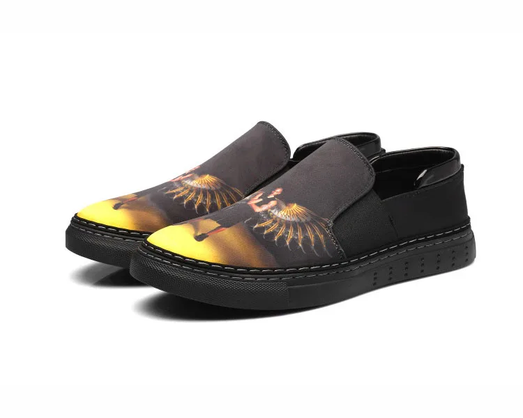 

men 3D printed custom logo slip on shoes hotsale sale in amazon, Black