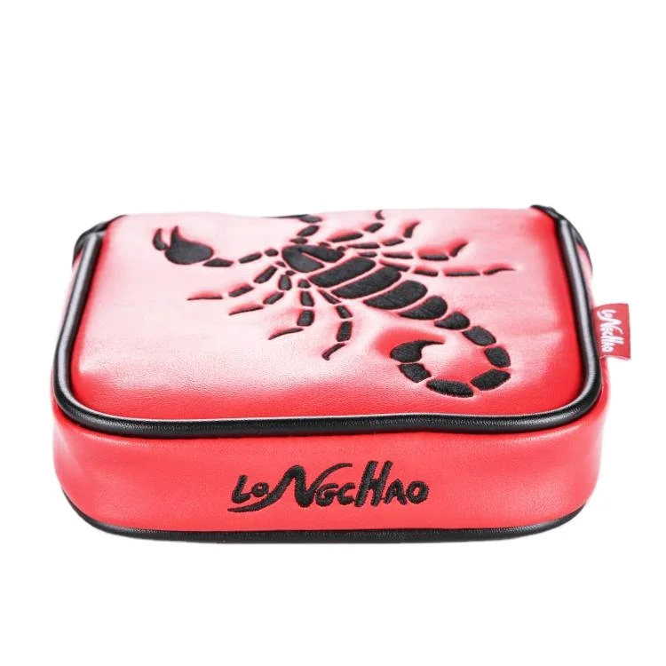 

Dongguan Wholesale Custom PU Leather Embroidery Scorpion Logo Golf Club Head Cover, Red and black