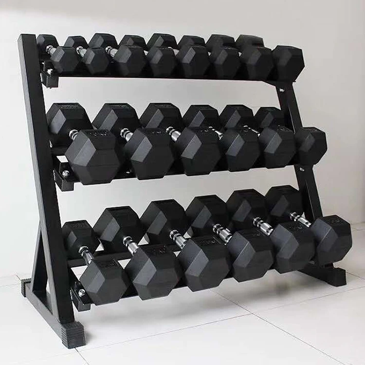 

Factory Price Fitness Equipment adjustable Dumbbell Rack Exercise Equipment Three Layers dumbbell set with rack