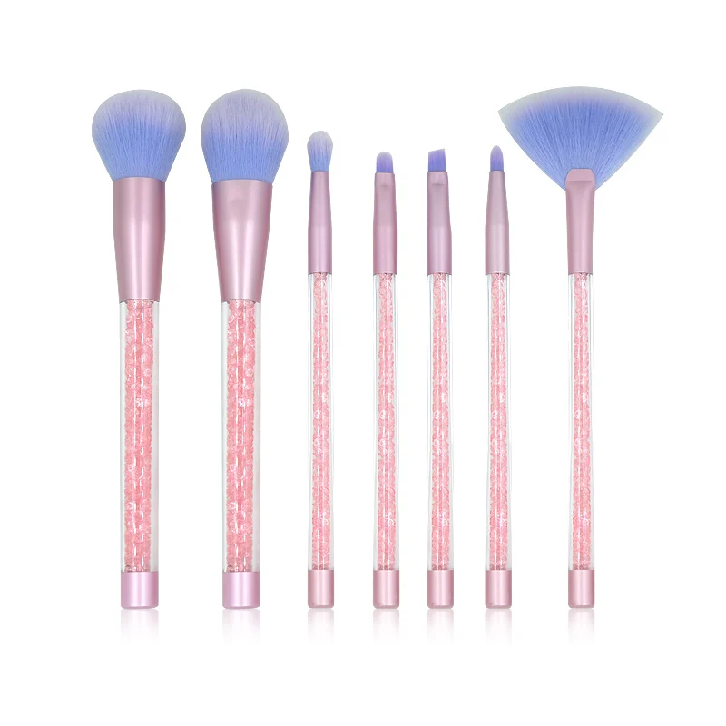 

7pcs New Shiny Crystal Liquid Quicksand makeup brush set private kids With Glitter Bag Makeup Brush, Colorful