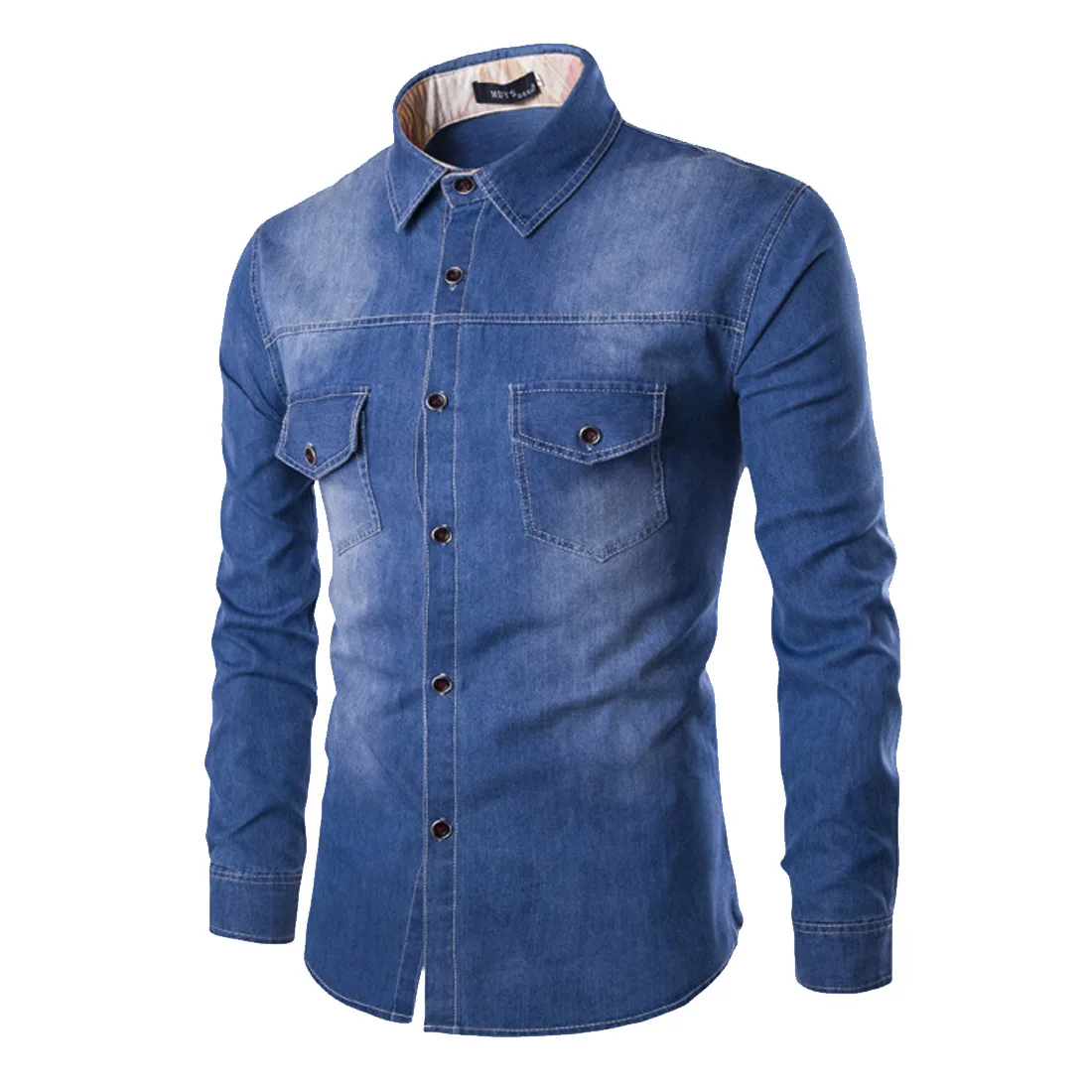 

sh11171a New products male long sleeve shirt 3 colors jean blue shirts with pocket