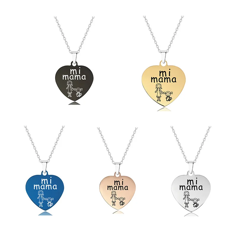 

Hainon Mother and Child Love Heart Pendant Necklace Jewelry for Grandmother Mom Daughter Wife Gifts set