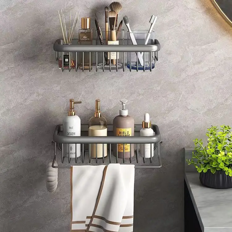 All copper minimalist square bathroom storage rack wall mounted storage rack