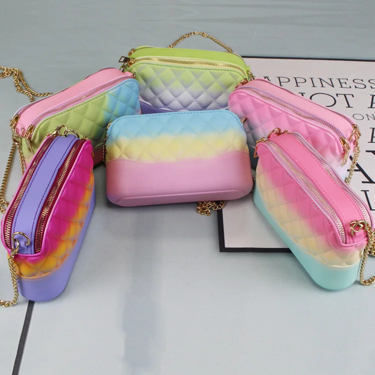 

Wholesale Cute Messenger Square Bag Color Jelly Purse Handbags