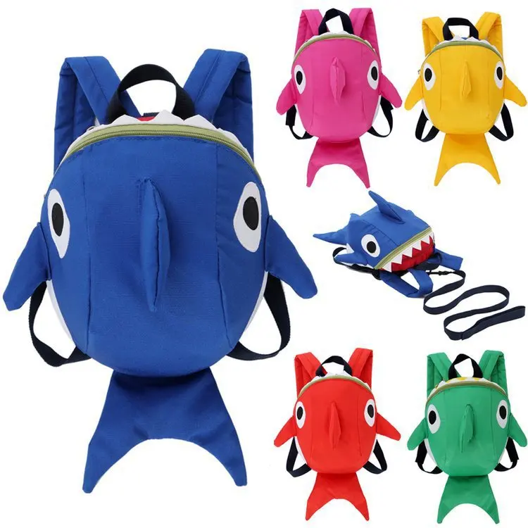 

New design children's schoolbag cartoon shark kindergarten 3d kids zoo animal backpack anti-lost travel backpack for kids, Customized color