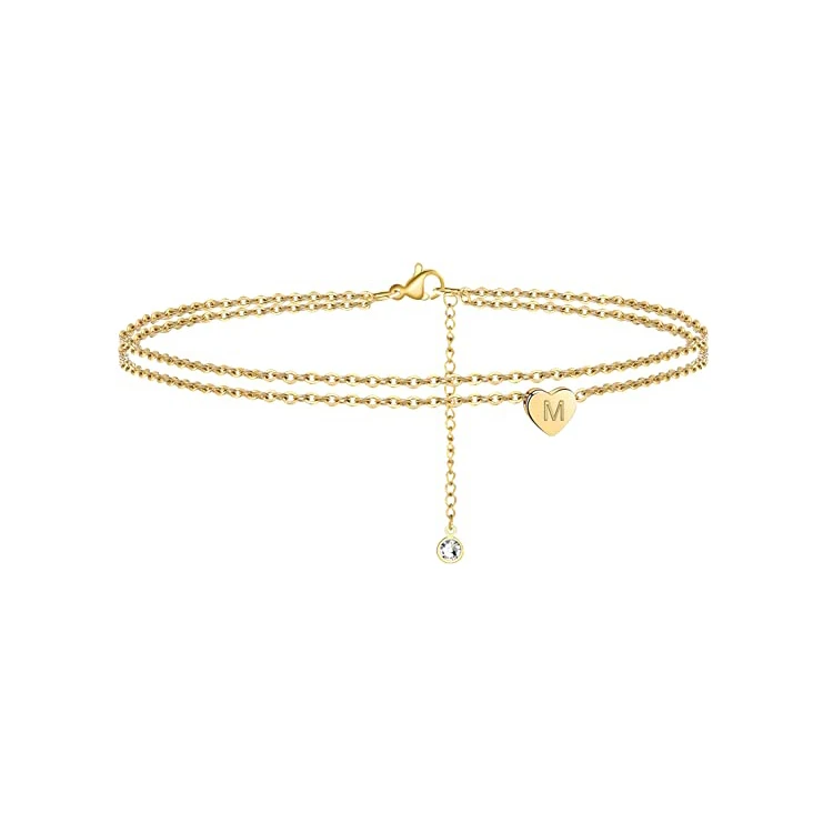 

2021 Hot Selling Gold Peach Heart Layered Anklet for girls