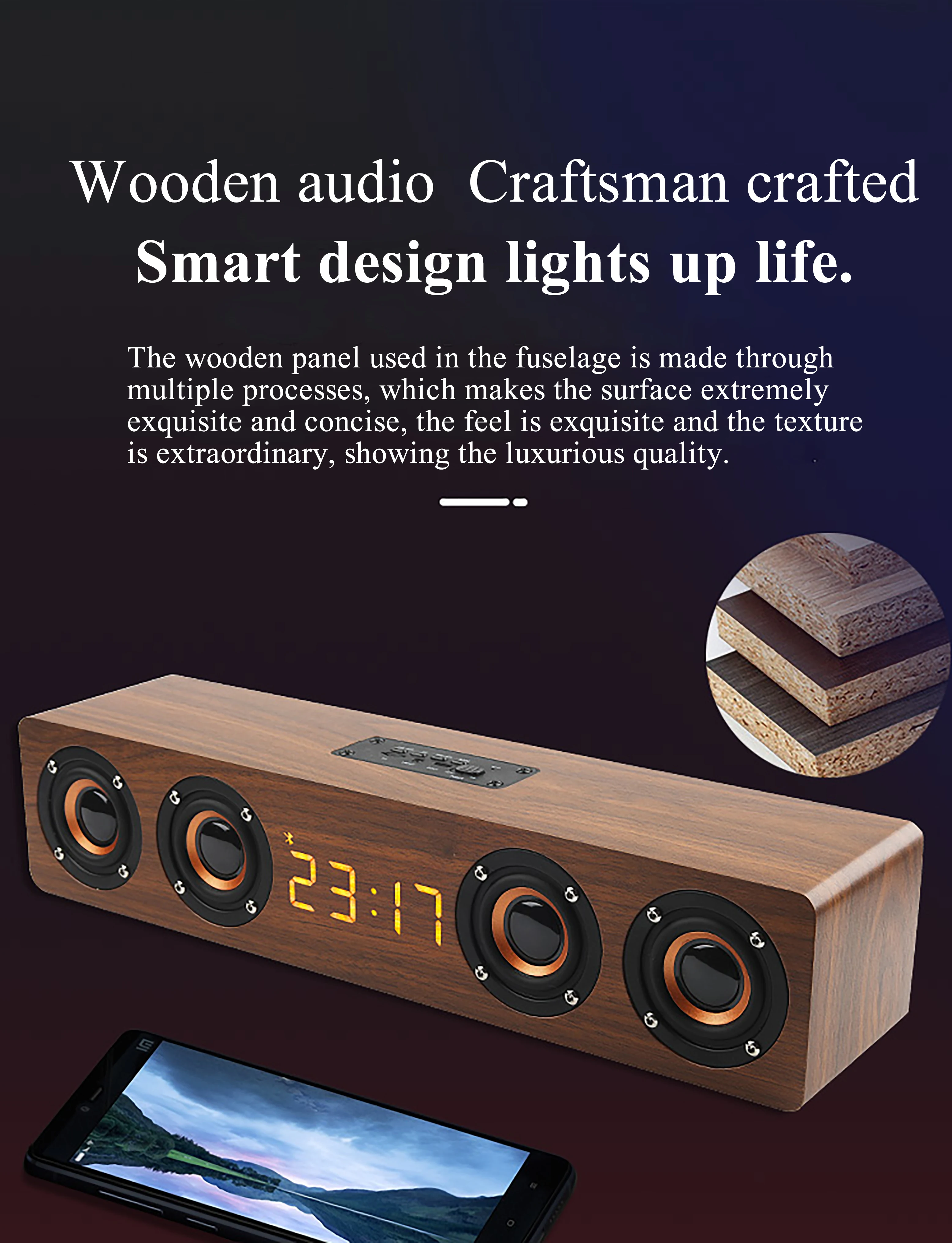Wood Bluetooth Speaker Retro HIFI 3D Dual Loudspeakers Bluetooth Wireless Speaker With Hands-free Sound Box TF AUX IN - ANKUX.COM