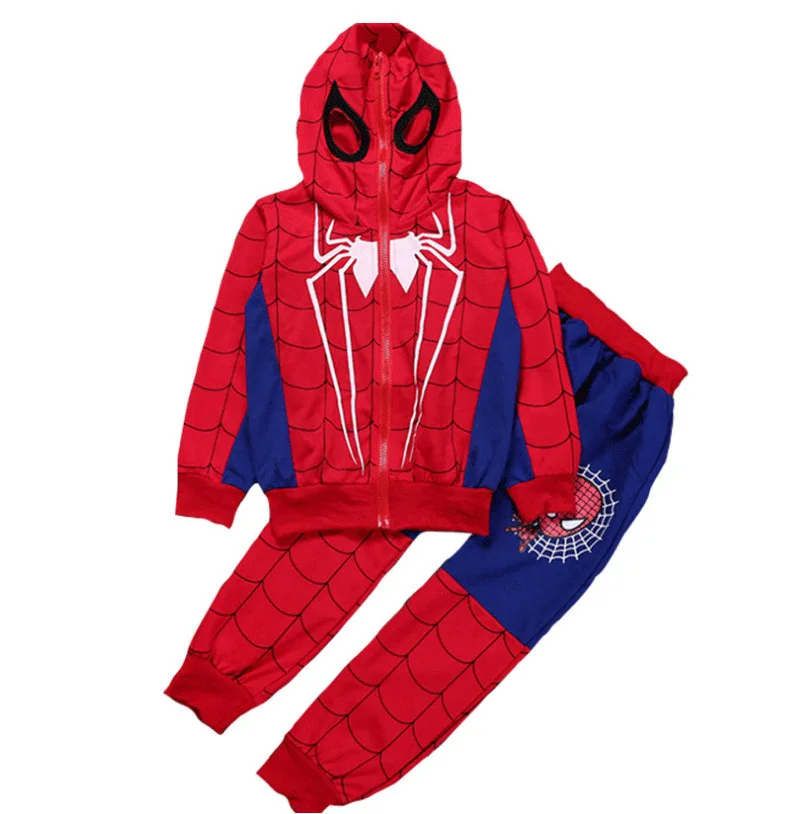 

Foreign trade Baby Kleidung children's fashion wear boy spider man two-piece toddler hooded sweater kids autumn clothes, 2 colors