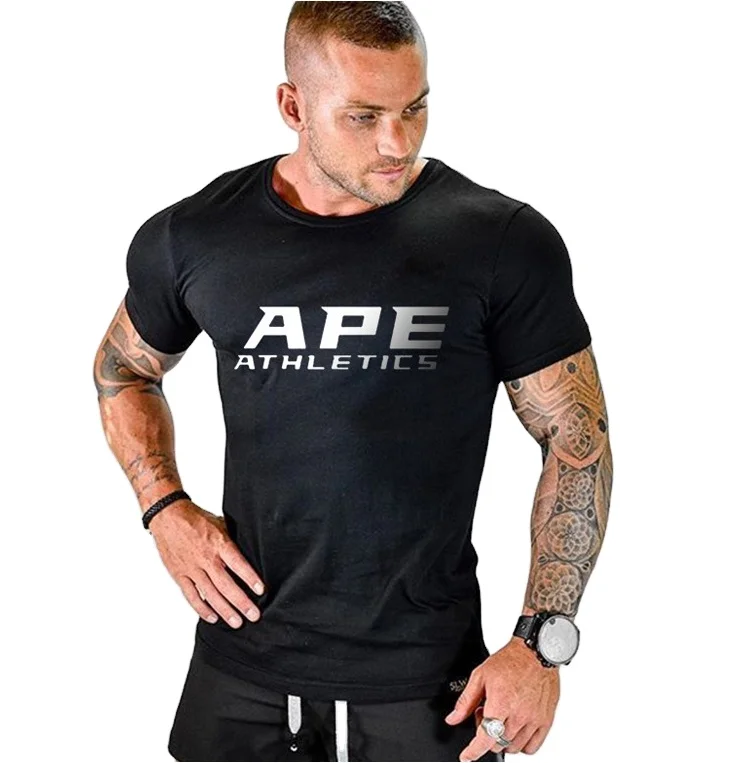 

High Quality Super Comfort Crew Neck Short Sleeve Custom Print Gym Muscle Fit Blank Custom Men's T shirt, Picture