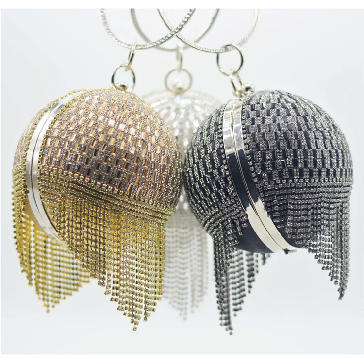 

Fringe dinner bag women cross-border new diamond dinner ladies hand banquet bag ball rhinestone evening bag