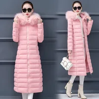 

High quality solid color winter long padded cotton jacket women parka