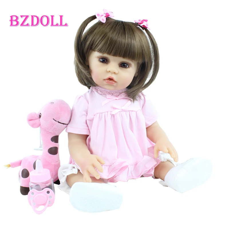 

48 CM Full Soft Silicone Reborn Doll For Girl 19 inch Vinyl Body Babies Dress Up Birthday Gift Bonecas Kids Bathe Toy