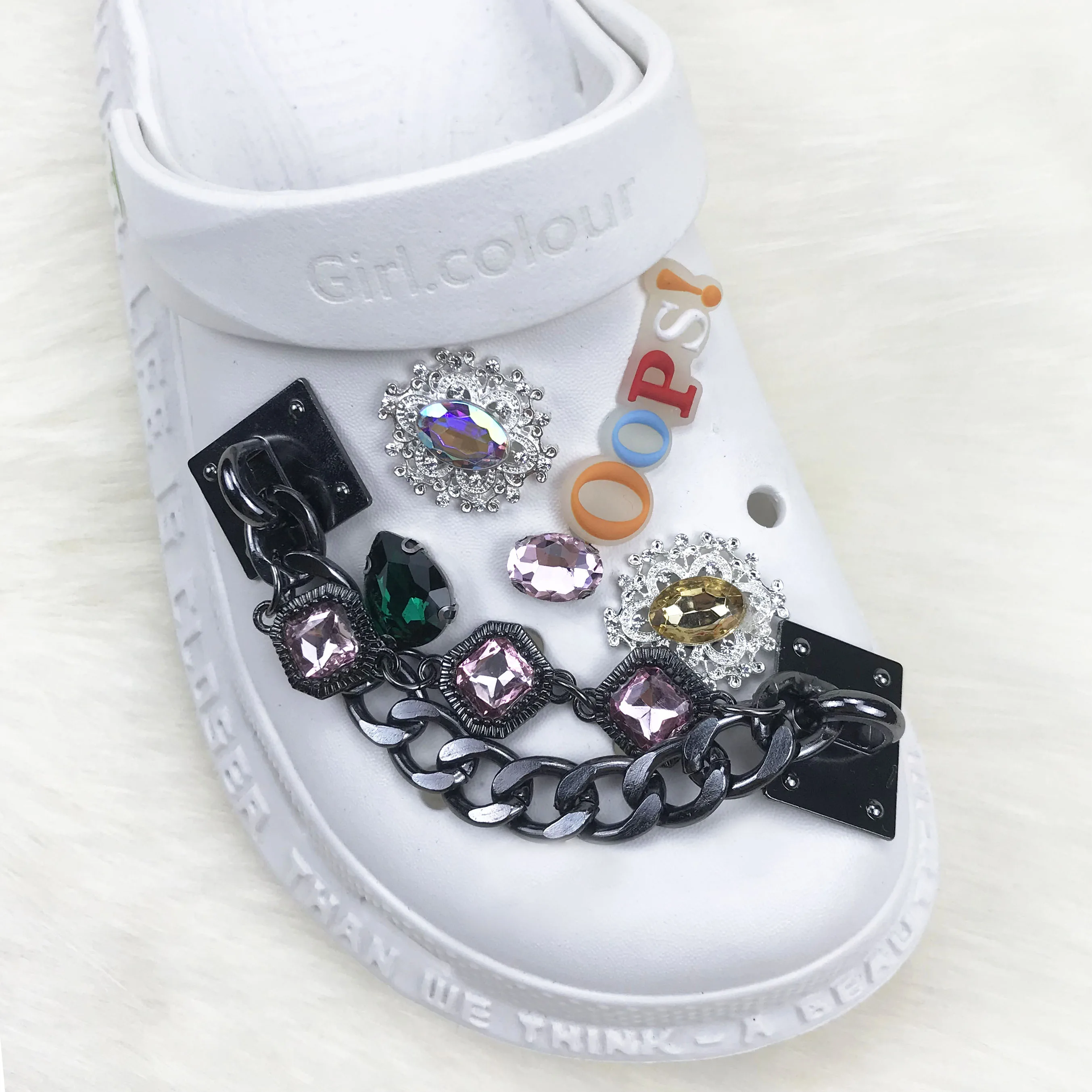 

Jewelry metal designer shoes charm clogs chain rhinestone Garden shoe accessories