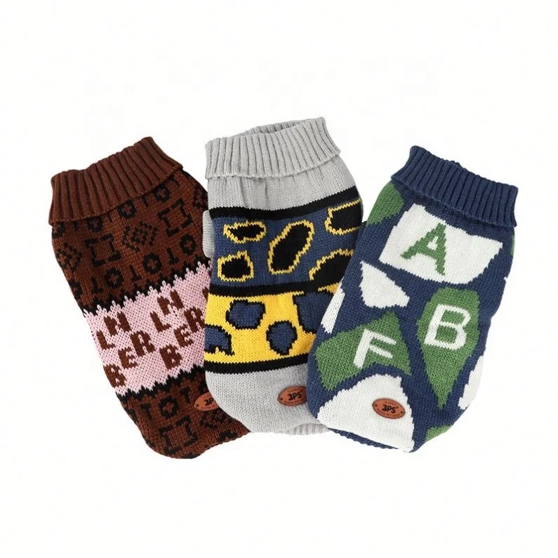 

Jhcentury 2021 Autumn Winter Plus Velvet Knitted Letter Knitted Sweater Small Medium Cat Dog pet Clothes, Picture