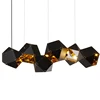 DNA linear multi heads whole sale high quality matt black and glossy gold hanging lamp modern fancy lamp for hotel bar