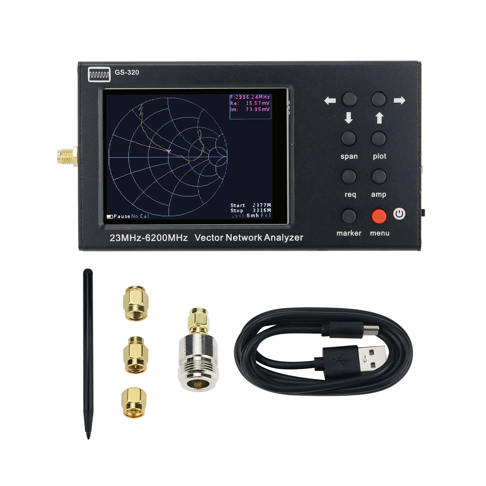 

GS-320 23MHz-6200MHz Vector Network Analyzer 6GHz NanoVNA Antenna Analyzer with 3.2" Color Screen