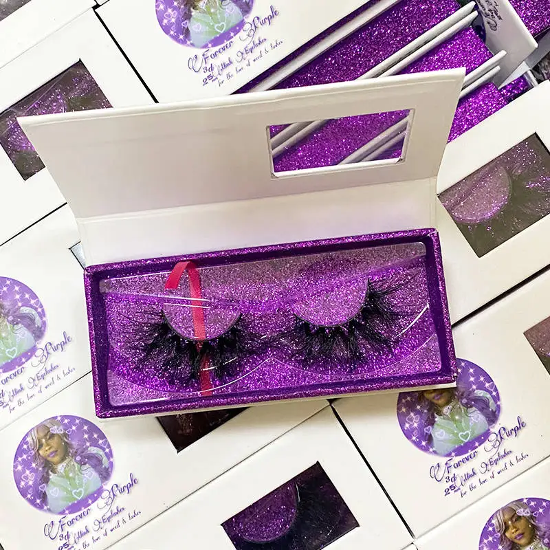 

2021 new arrivals wholesale custom 3d full strip Lashes Box 25mm real mink eyelash vendor customized boxes, Natural black