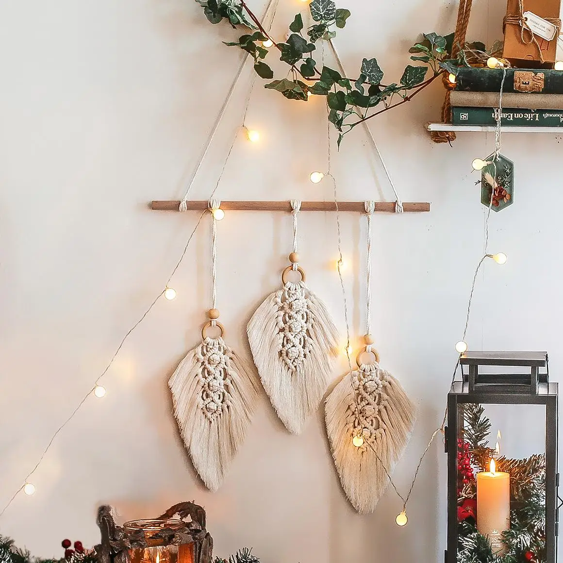 

New Fashion Indian Wall Art Decor Wall Hanging Cotton Tassel Feather Macrame Wall Hanging, Picture
