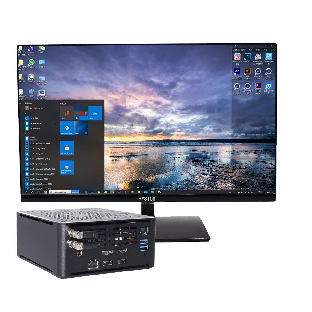 

Hystou Black Color 16GB DDR4 Gamer Mini PC i7 9850H Gaming PC Desktop Computer