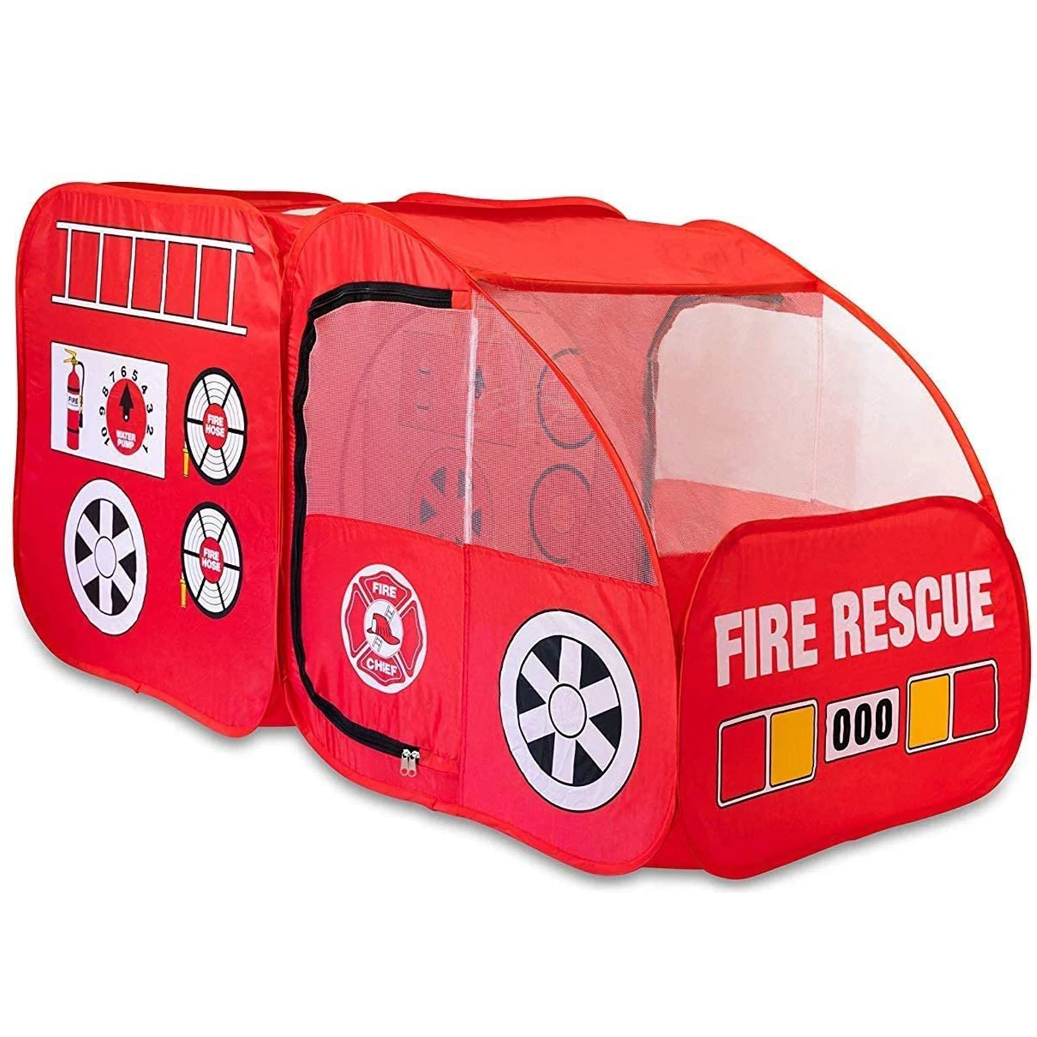 

Fire Truck Tent for Kids Red Fire Engine Pop Up Pretend Playhouse Indoors Outdoors Quick Set Up Foldable Spacious Children Tent