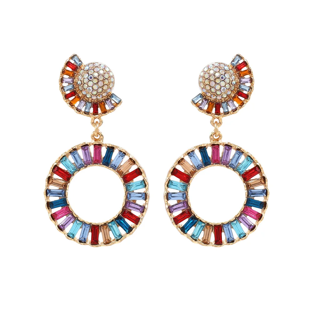 

MSYO Exaggerated Color Rhinestones Earrings Gold Hoop Earrings For Women