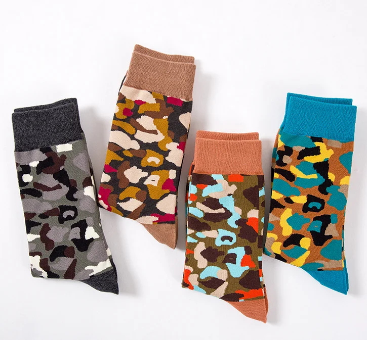 

Boy's Camouflage Classic Cotton Customization Gift Set Crew Dress Mens Socks, Picture