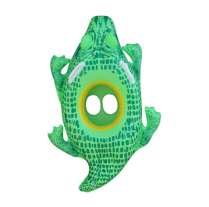 

2021 Hot Sell Water Toy Green Alligator Shaped Children's Inflatable Seat Swimming Ring, As pic