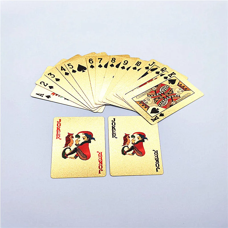

Custom Printing Golden 24k Poker Set Box Gold Plated Playing Cards Dollar Euro Gold Foil Playing Cards, Gold ,silver
