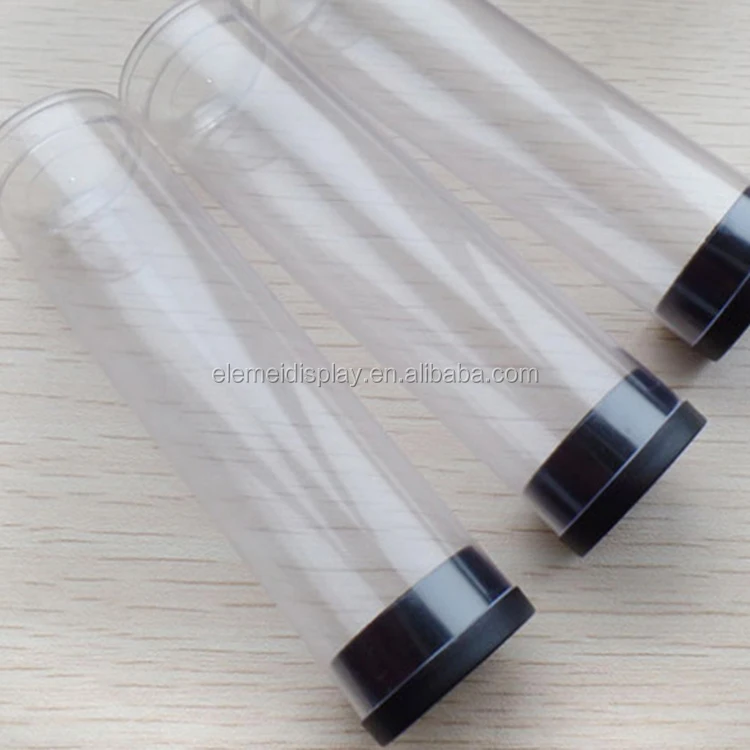 Clear Plastic Tube With Black Lid For Candy Or Gift. 9cm Long And 2cm