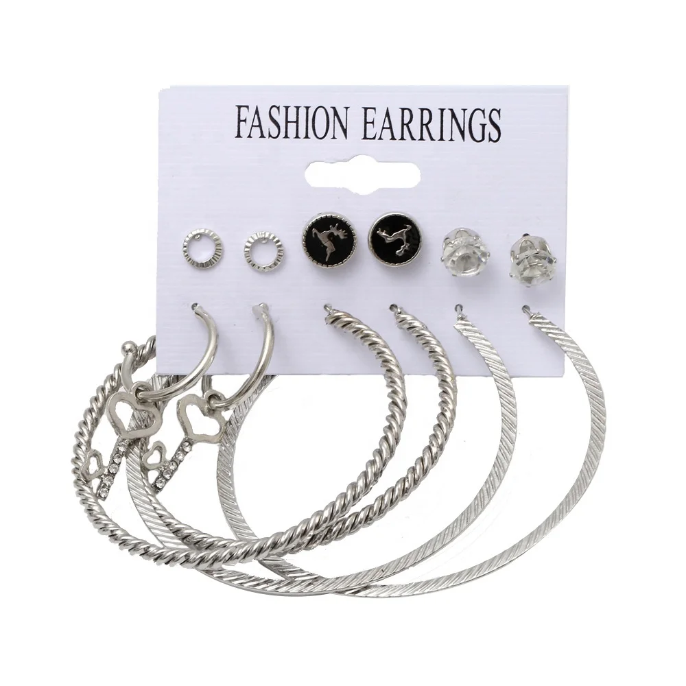 

Indian Jewelry USA Large Hoop Earring Set Fashion Wholesale Women White Gold Earring