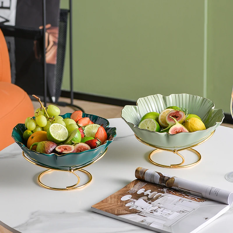 

OSBORN New design porcelain salad bowls ceramic fruit bowl dessert plate with metal stand, Picture