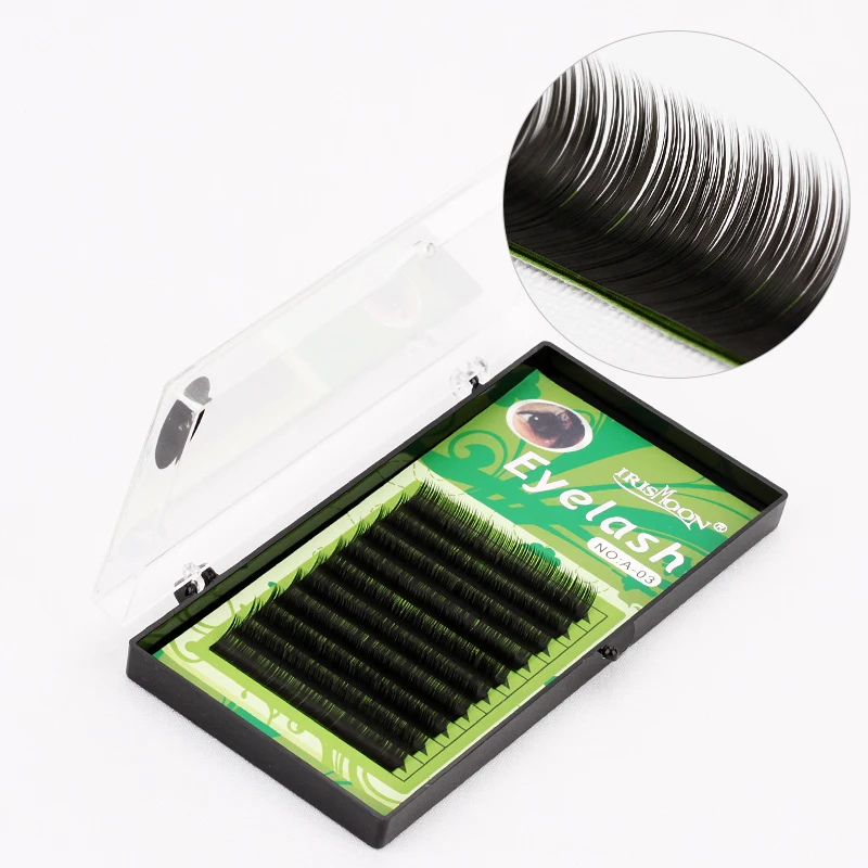 

IRISMOON Wholesale 0.07mm 0.1mm Synthetic Hair Classic Eyelash Extension Trays Private Label J B C D Curl Cheap Lash Extensions, Natural black