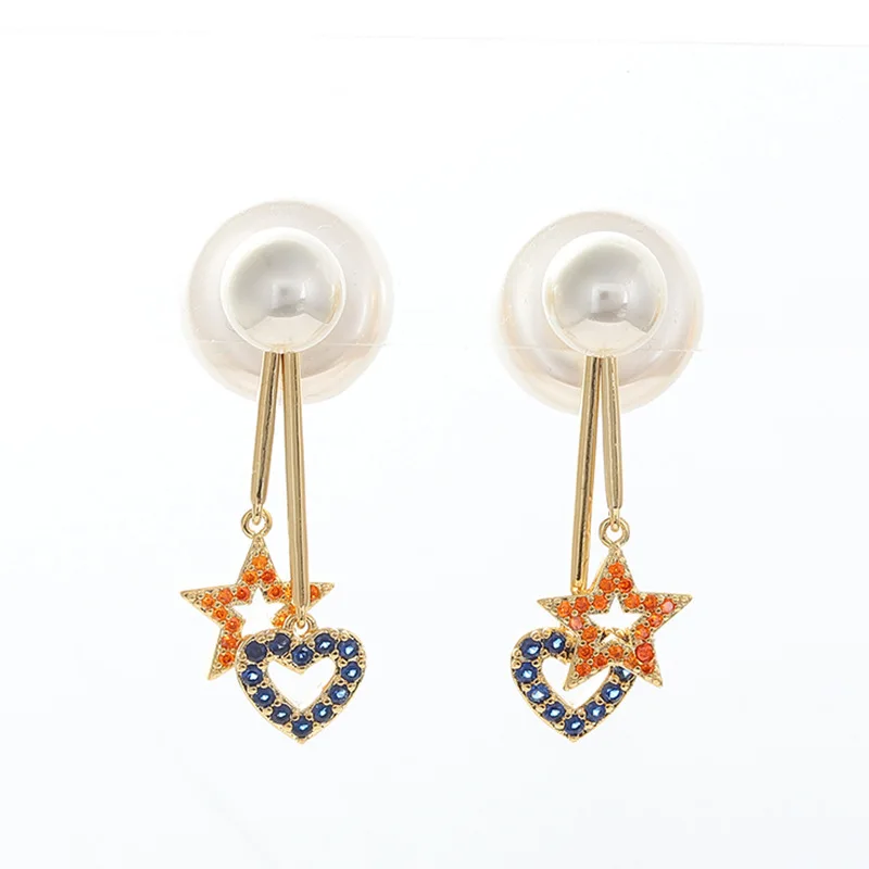 

wholesale designer jeweled heart earrings cc pearl earrings minimalist earrings 925 silver