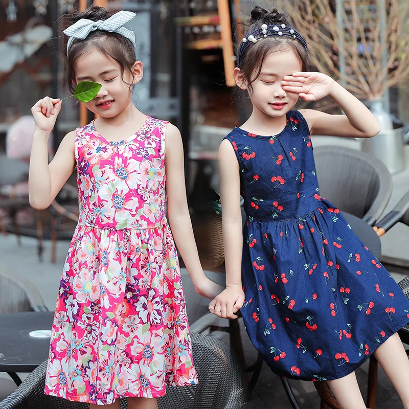 

100%cotton hot night summer casual fashion design floral printing baby girl kids dresses, See below