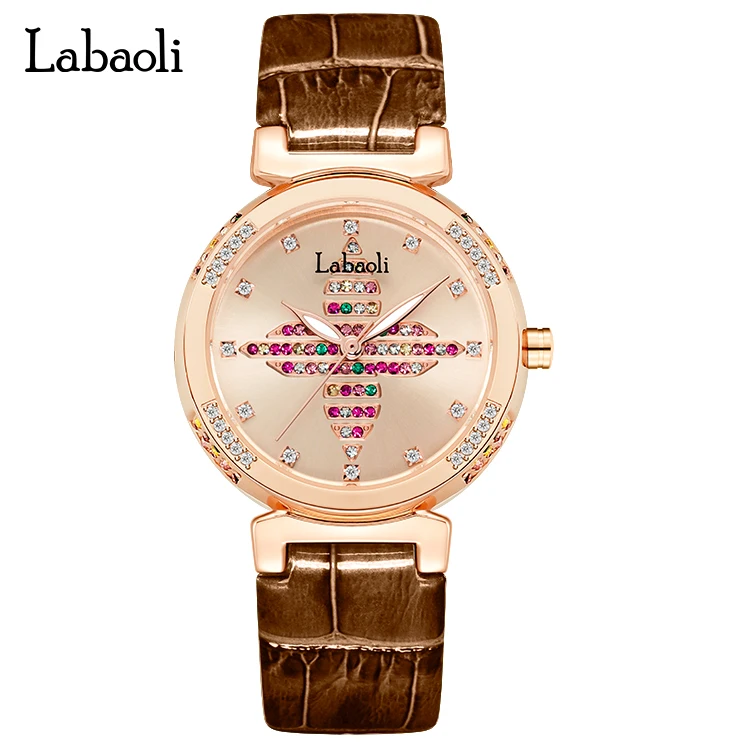 

LABAOLI LA128 new luxury leather band waterproof quartz watch custom logo slim design watches, 3 colors