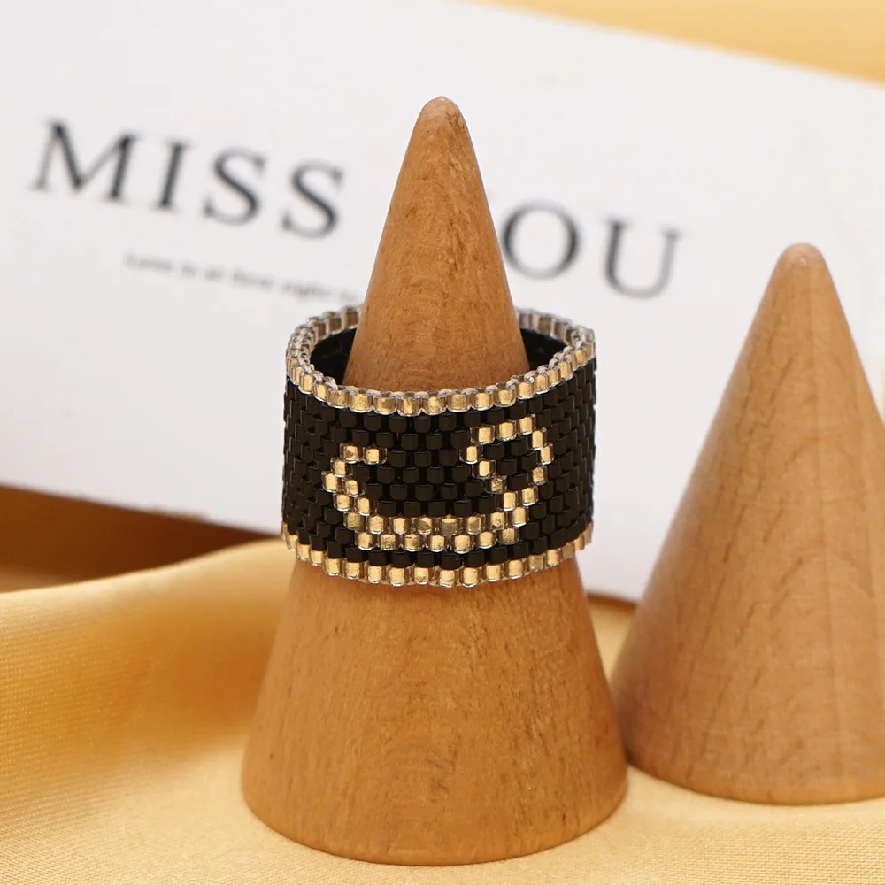 

2021 Sailing Jewelry Fashion Muslim Pattern Ring Hand-woven Beaded Islam Ring Muslim Miyuki Rice Beads Ring