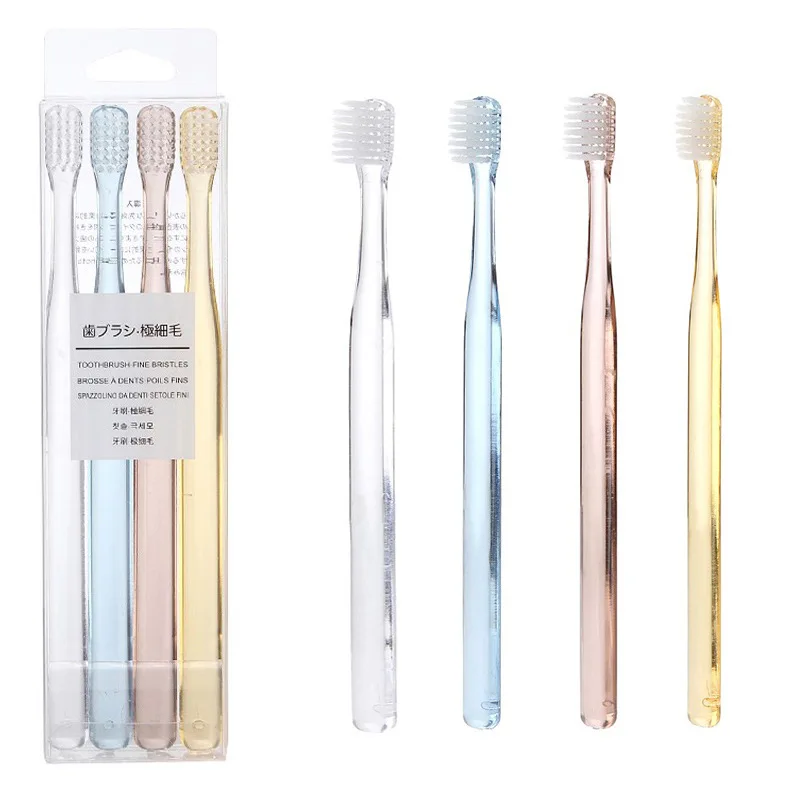 

Male and female family students Japanese style anatopic crystal clear small head toothbrush 4 super fine soft bristles toothbrus