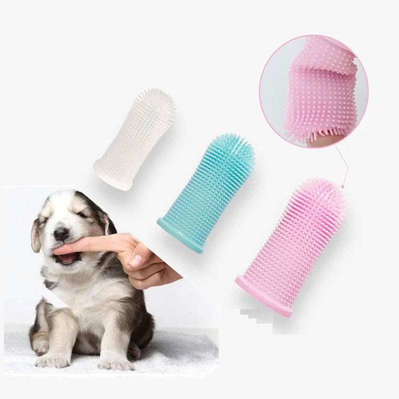 

Pet Finger Toothbrush 360 Degrees Surround Brush Soft Dog Finger Brush Toothbrush Silicone Finger Toothbrush For Pet, As picture