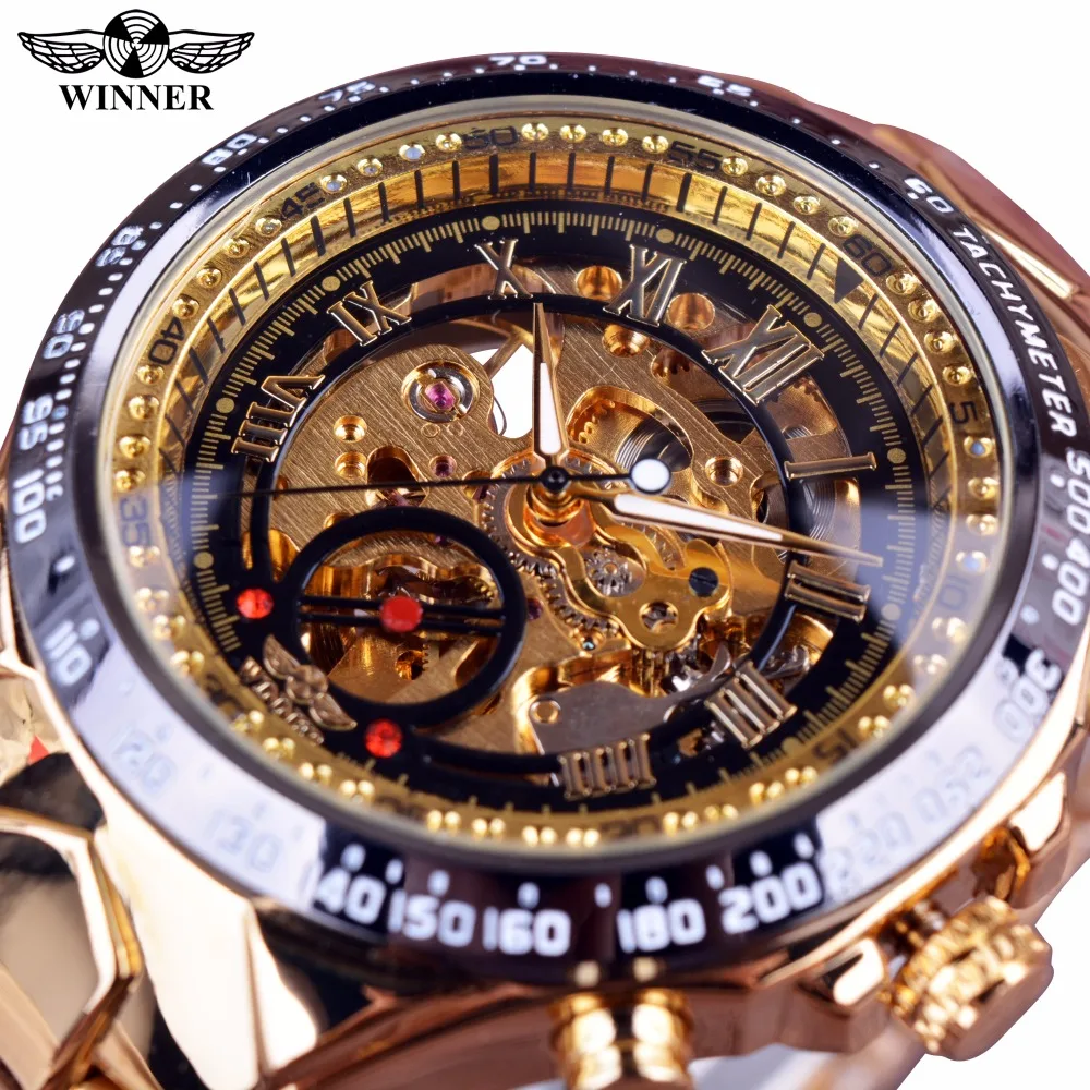 

Winner Watch Original Brand Top Luxury Steel Mens Skeleton Automatic Mechanical Watches Men Wrist Fashion Business Clock Reloj, 11-colors